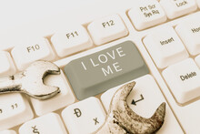 Text Caption Presenting I Love Me. Business Showcase To Have Affection Good Feelings For Oneself Selfacceptance -48699
