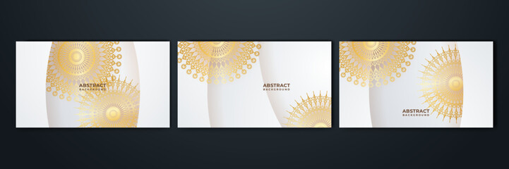 Abstract luxury white and gold background with mandala pattern