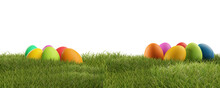 Easter Eggs In Green Grass 3d-illustration Transparent