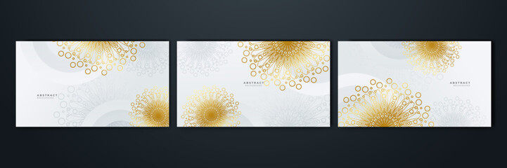 Wall Mural - Elegant white gold mandala background concept