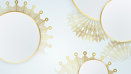 Wall Mural - Elegant white gold mandala background concept