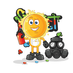 Poster - sun graffiti artist vector. cartoon character