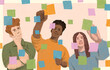 © Milana Nikolaeva/Stocksy - Colleagues are brainstorming with sticky notes illustration