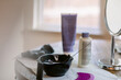 © ByLorena/Stocksy - Table with products to dye hair