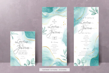 Wall Mural - Hand Painted Watercolor Floral Wedding Invitation Menu Template