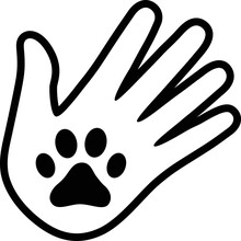Pet Adoption Or Pet Giving A High Five To Its Owner Line Art Vector Icon For Apps And Website