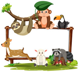 Sticker - Blank board with wild animals