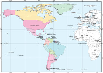  Map of state administration in parts of the American Continent, custom map design that allows various derived map designs