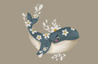 © Inna Edson/Stocksy - Cute whale with flowers. Digital illustration