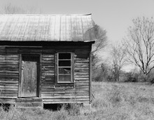 Black And White Stock Photo Of Old And Abandoned Homestead, Alabama