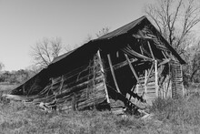 Black And White Stock Photo Of Old And Abandoned Barn, Georgia