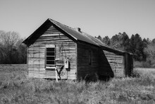 Black And White Stock Photo Of Old And Abandoned Homestead, Alabama