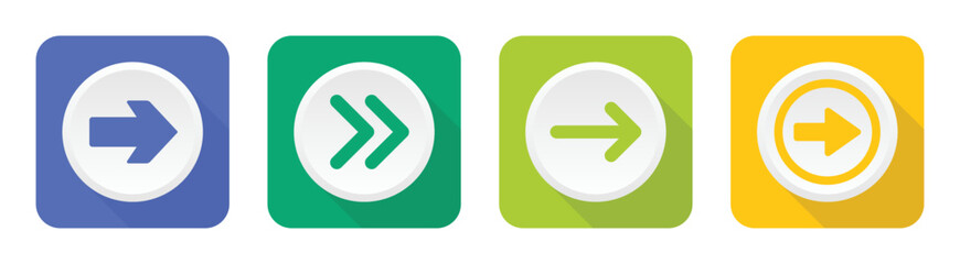 Leinwandbilder - Set of next arrow icon on button design vector illustration.