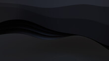 Abstract Wallpaper Made Of Black 3D Ribbons. Dark 3D Render With Copy-space. 