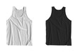 © Leyla - Blank black and white Tank Top fold Shirt Mock-up for man isolated on white background. 3d rendering. man's underwear.