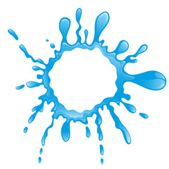 Sticker - Blue water splash frame on white background.