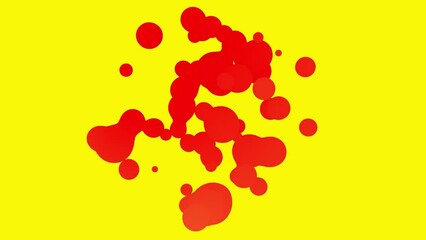 Wall Mural - 3D animation of Abstract red smooth liquid shape. 4k seamless loop 3D animation. Smooth animation of bubbles, metaball with inner glow. 
