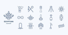 Ancient Egyptian Symbols Outline Icon Set