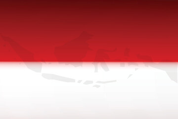 The background vector of the Indonesia flag color, red and white color gradient with the shadow of the Indonesian map, is suitable for commemorating Indonesia's independence day.