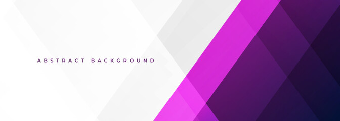 White and violet modern abstract wide banner with geometric shapes. Dark purple and white abstract background. Vector illustration