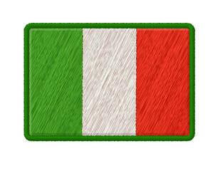 Flag Of Italia. Vector Photo Realistic Embroidery Patches Isolated On White Background