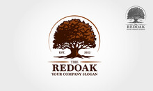 Red Oak Tree Logo Template. This Beautiful Tree Is A Symbol Of Life, Beauty, Growth, Strength, And Good Health. 