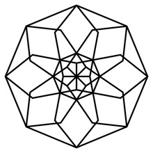 Geometric Line Art Design Of Connected Polygon Shapes Inside An Octagon In Black Outline Color, PNG Transparent Background
