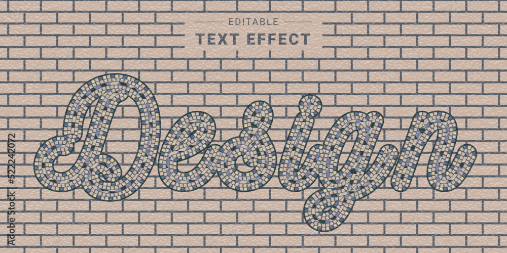 Text Mosii Mosaic Text Effect Generator Mockup Stock Vector | Adobe Stock