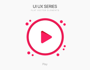 Poster - 3D play button icon. Start sign. Play music or sound vector element for UI UX, website, mobile app.