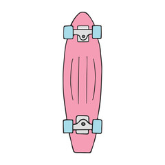 Poster - Vector hand drawn doodle sketch colored cruiser skateboard isolated on white background