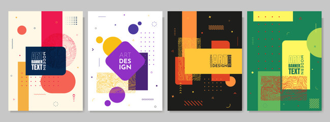 Canvas Print - Vector illustration. Modern pop art graphic. Dynamic frame. Stylish geometric background. Design elements for poster, book cover, magazine, flyer, layout, brochure.  70s, 80s retro funky graphic