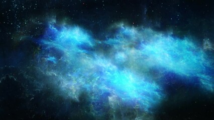 Wall Mural - flying through the stars and blue nebula in space.