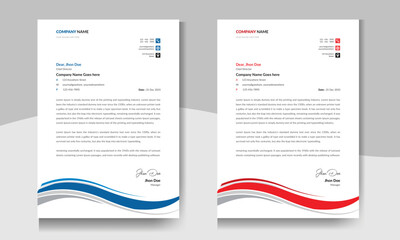 Wall Mural - Modern business letterhead design template, red and black color letterhead 