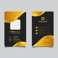 Wall Mural - simple clean gold yellow id card design, professional identity card template vector design