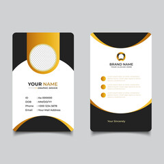 Wall Mural - simple clean gold yellow id card design, professional identity card template vector design