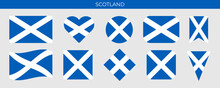 Scotland Flag Set. Vector Illustration Isolated On White Background