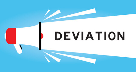 Color megaphone icon with word deviation in white banner on blue background