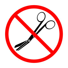 Wall Mural - Scissors ban sign. Scissors prohibition sign. No scissors sign. Vector illustration.