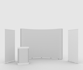 Wall Mural - 3D illustration. Exhibition standing banner on white background
