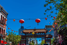 A View Towards The Entrance In Chinatown In Victoria British Colombia, Canada In Summertime