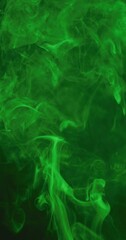 Wall Mural - vertical video of white smoke with green light moving on black background