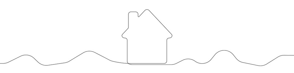 House icon line continuous drawing vector. One line home icon vector background. House mark icon. Continuous outline of a House icon.