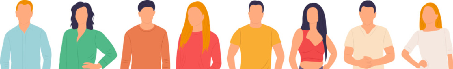 portrait people in flat style, isolated, vector