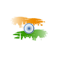 Independence day India vector illustration with brush flag design