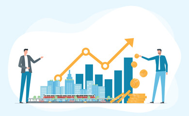 Leinwandbilder - Flat vector illustration business real estate investment with group investor meeting concept