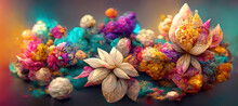 Explosion Of Color In 3d Model In Style Of Jasmine Flowers