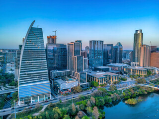 Wall Mural - Skyscraper buildings with Colorado River waterfront at Austin, Texas