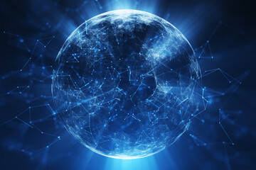 Wall Mural - digital technology sphere, concept metaverse network cyber space. copy space illustration background