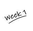 week 1 memo note. vector illustration message in black lettering. schedule or plan heading 