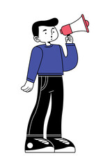 Poster - man with megaphone device